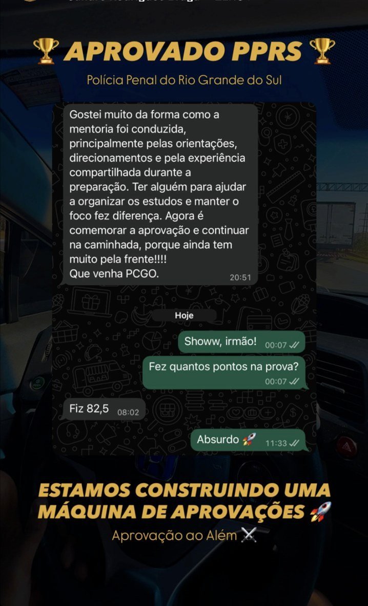 Mensagem de aluno aprovado na Polícia Penal do Rio Grande do Sul